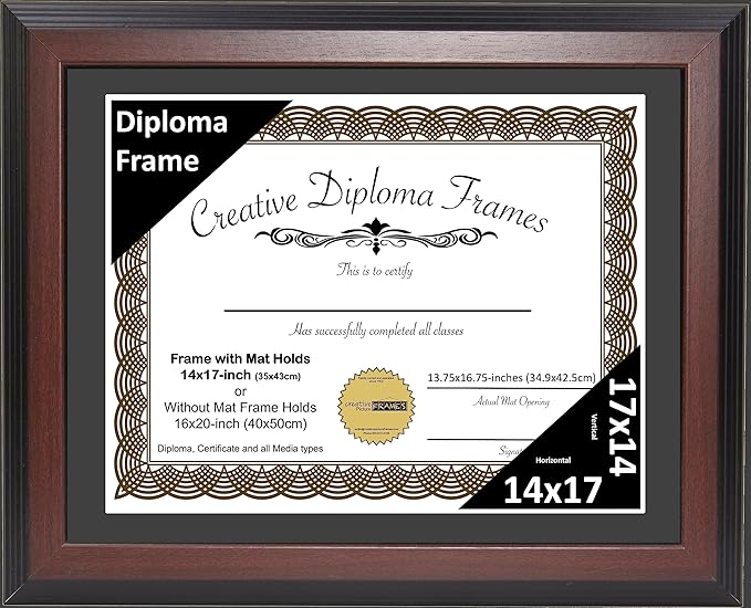 Creative Picture Frames 14x17 Mahogany Finish Diploma