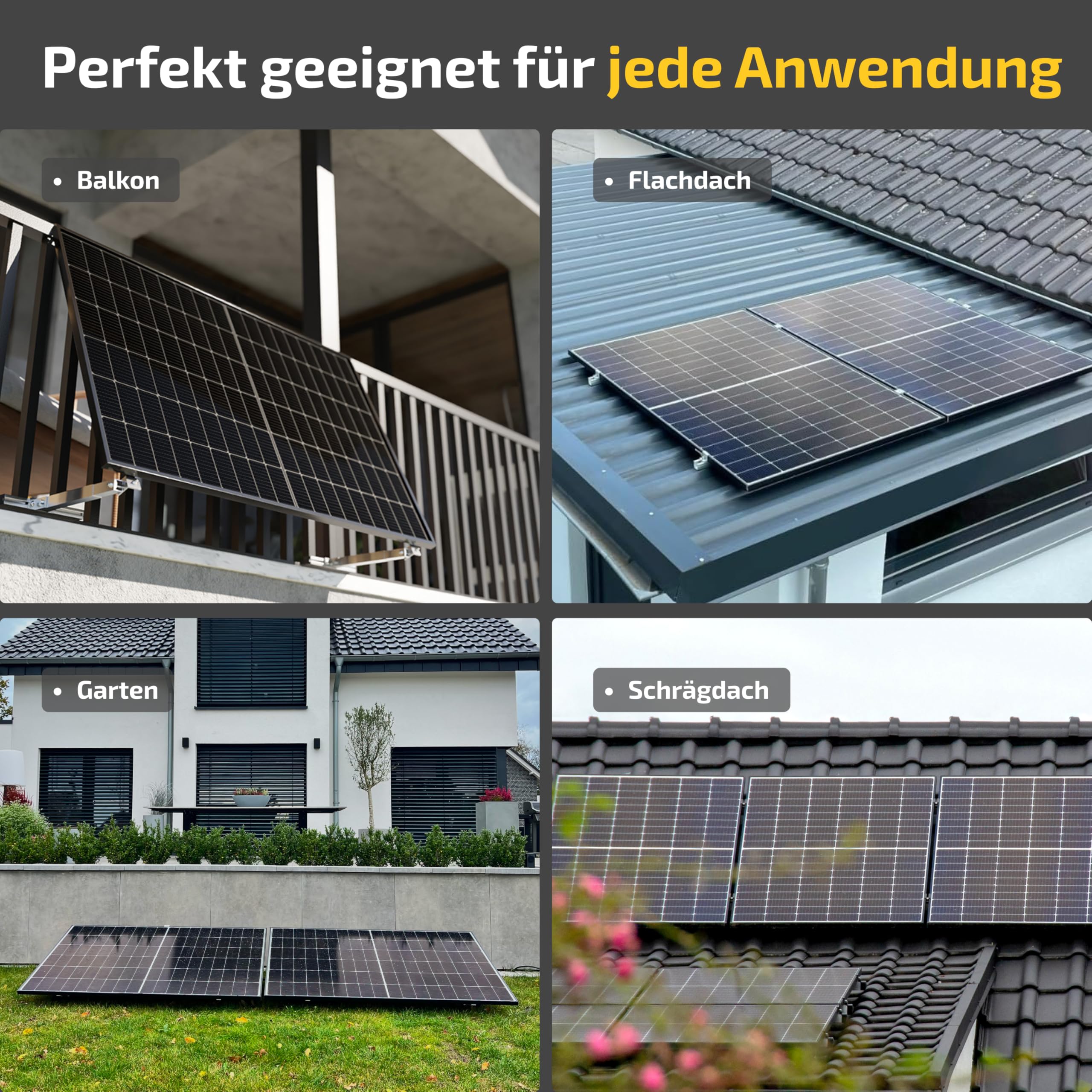 Solakon Solarpanel 500W Bifazial Glas-Glas N-Type Solarmodul 40V Full Black für Balkonkraftwerk Solaranlage (2 Stk)
