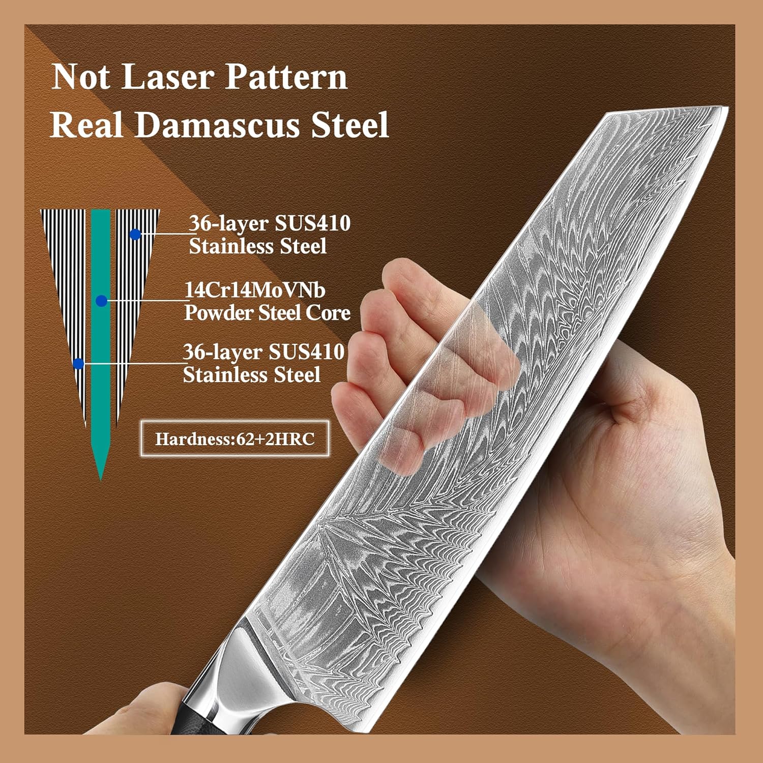 Chef Knife, 8 inch Damascus Japanese Kitchen Cooking Knife, Ultra Sharp Japanese Chef Knives, Professional Kitchen Chef's Knife Green G10 Handle knives - Image 7