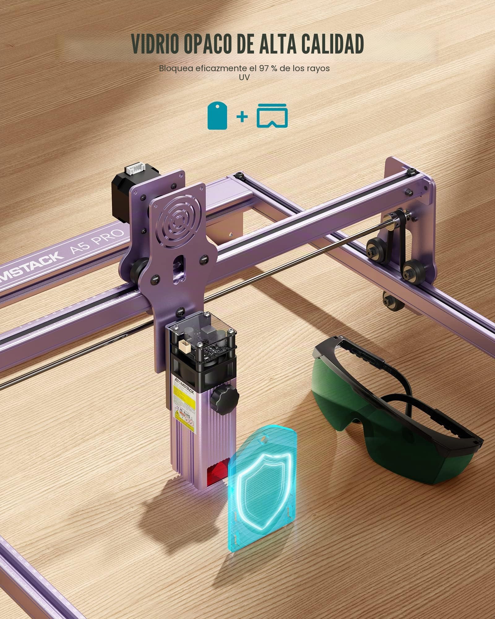 ATOMSTACK A5 PRO 40W Cortadora Laser CNC DIY Grabado Laser, 6W potencia de salida - 0.01mm precisión grabador láser, punto de 0.06mm 410x400mm grabado área para madera, metal, acrílico