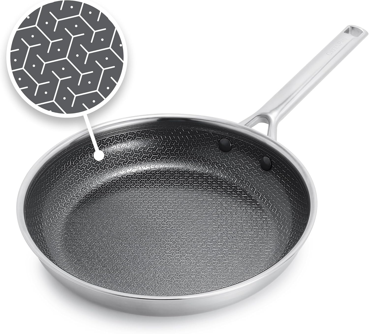 GreenPan Hybrid 10” Nonstick Stainless Steel Frying Pan, APEX Tri-Ply Thermobond PFAS-Free Ceramic Skillet, Induction & All Cooktop Compatible, Oven Temp to 850°F, Dishwasher Safe, Silver 10" Frying Pan Skillet Silver