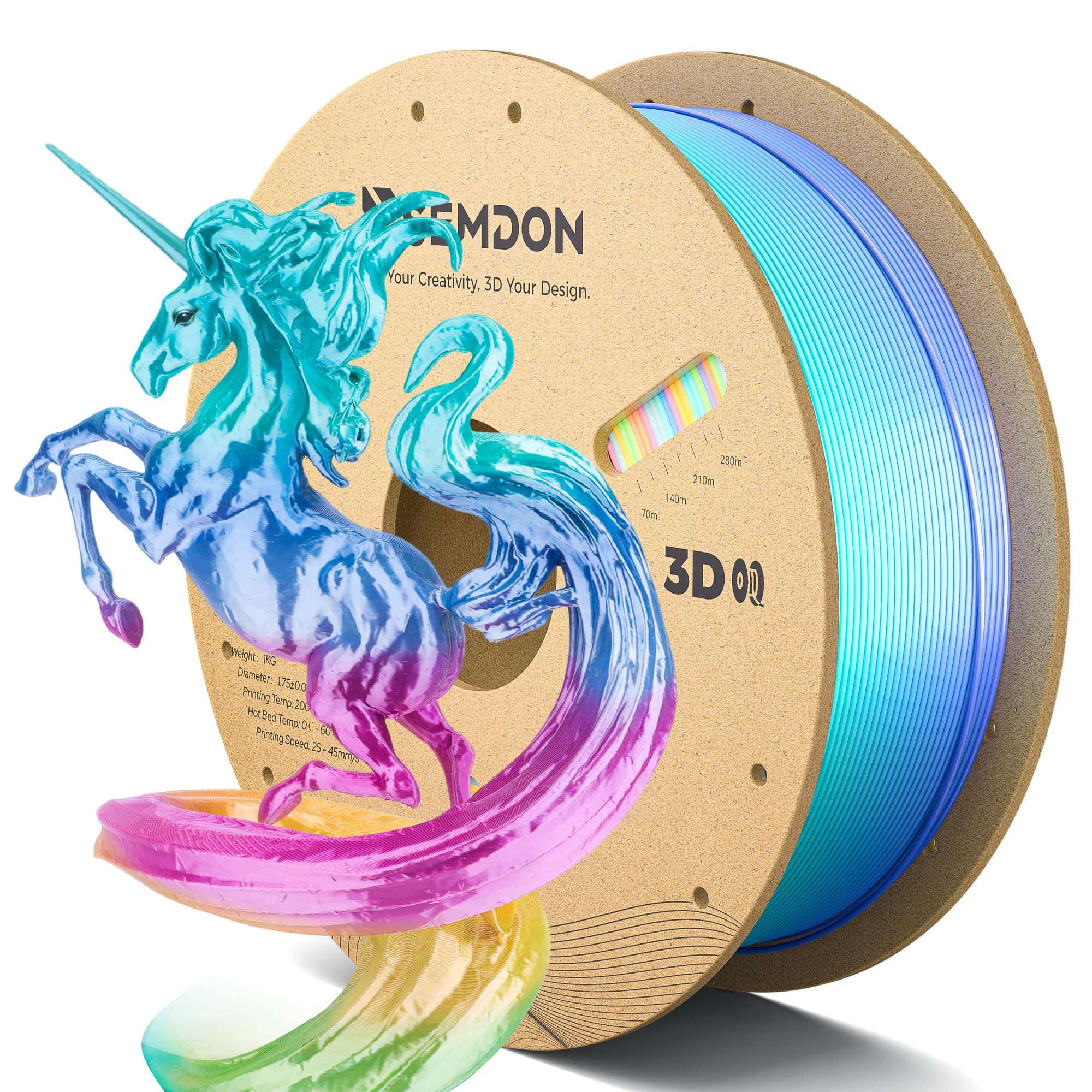 PLA Filament 1.75mm Silk PLA Filament Multicolor Candy Rainbow PLA