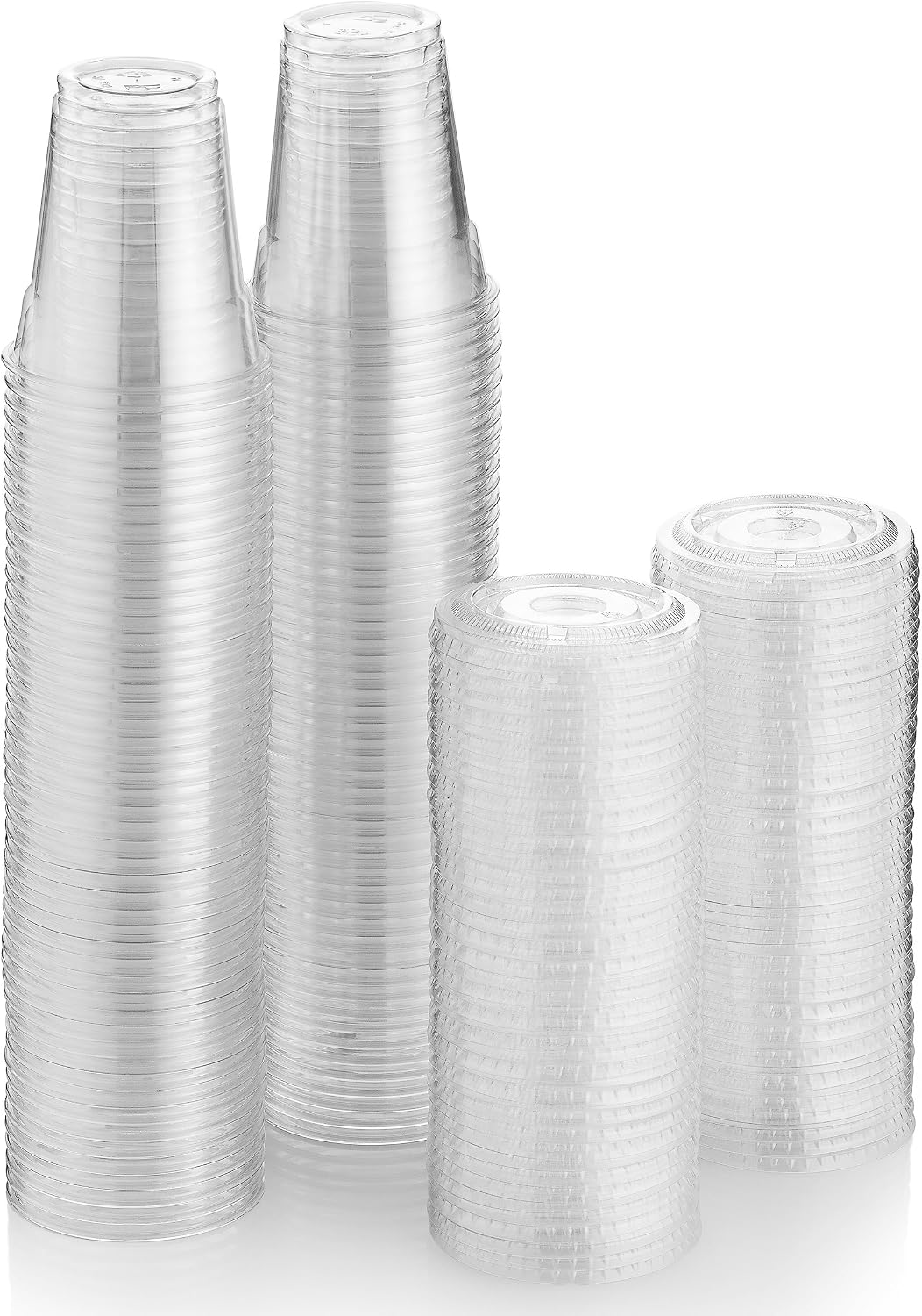 Clear Cups With Lids / 8 oz. Clear Plastic Cups with Lids / Clear Disposable Cups / Ice coffee cups & Bubble Boba Tea Cups / Cup with Lid for Cold Drinking & Smoothie Pack of 100
