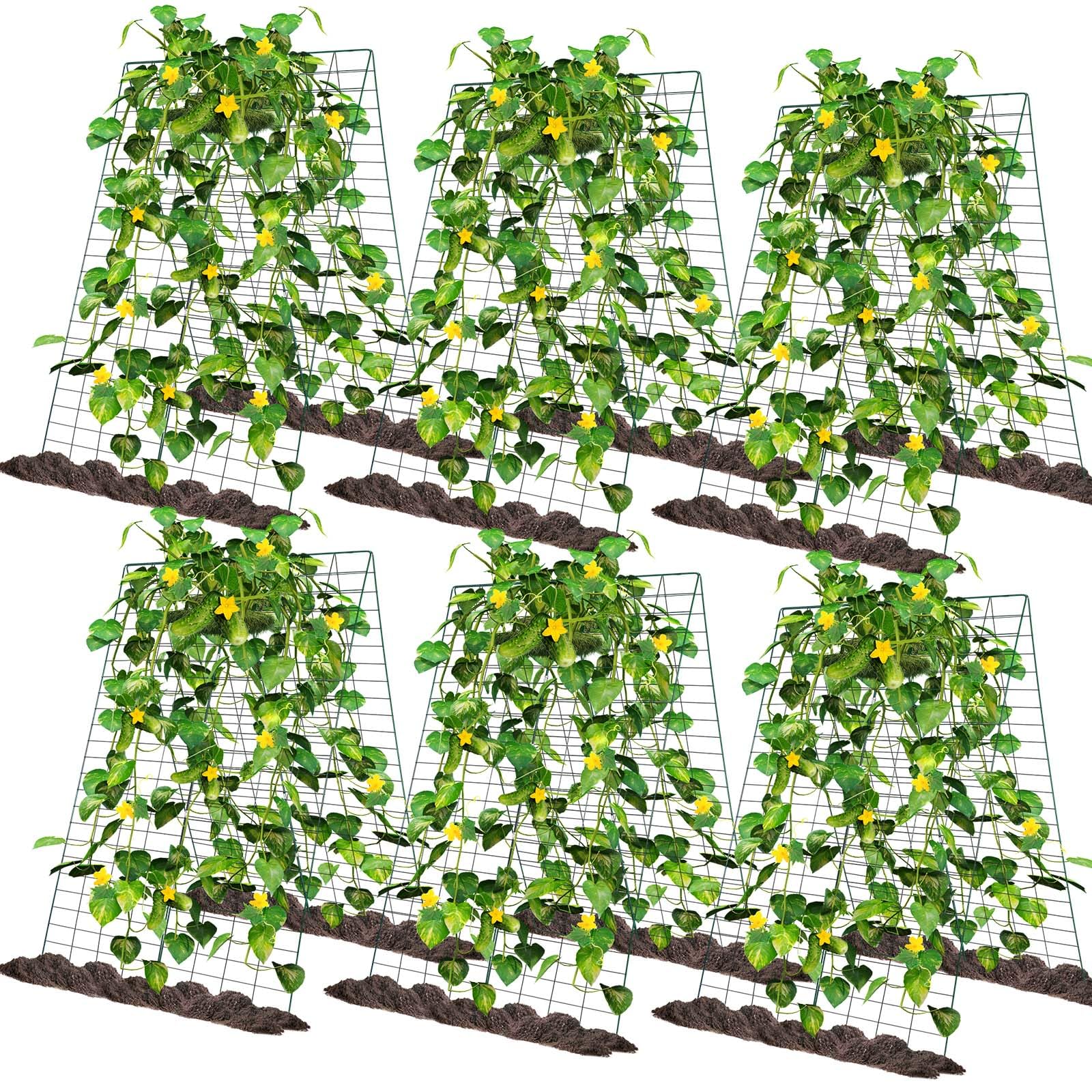 Wesiti 6 Packs Foldable Cucumber Trellis 34" W X 48" H Adjustable A Frame Garden Trellis with 24 Panels Garden Staples for Climbing Plants Vegetables Flowers Outdoor in Garden