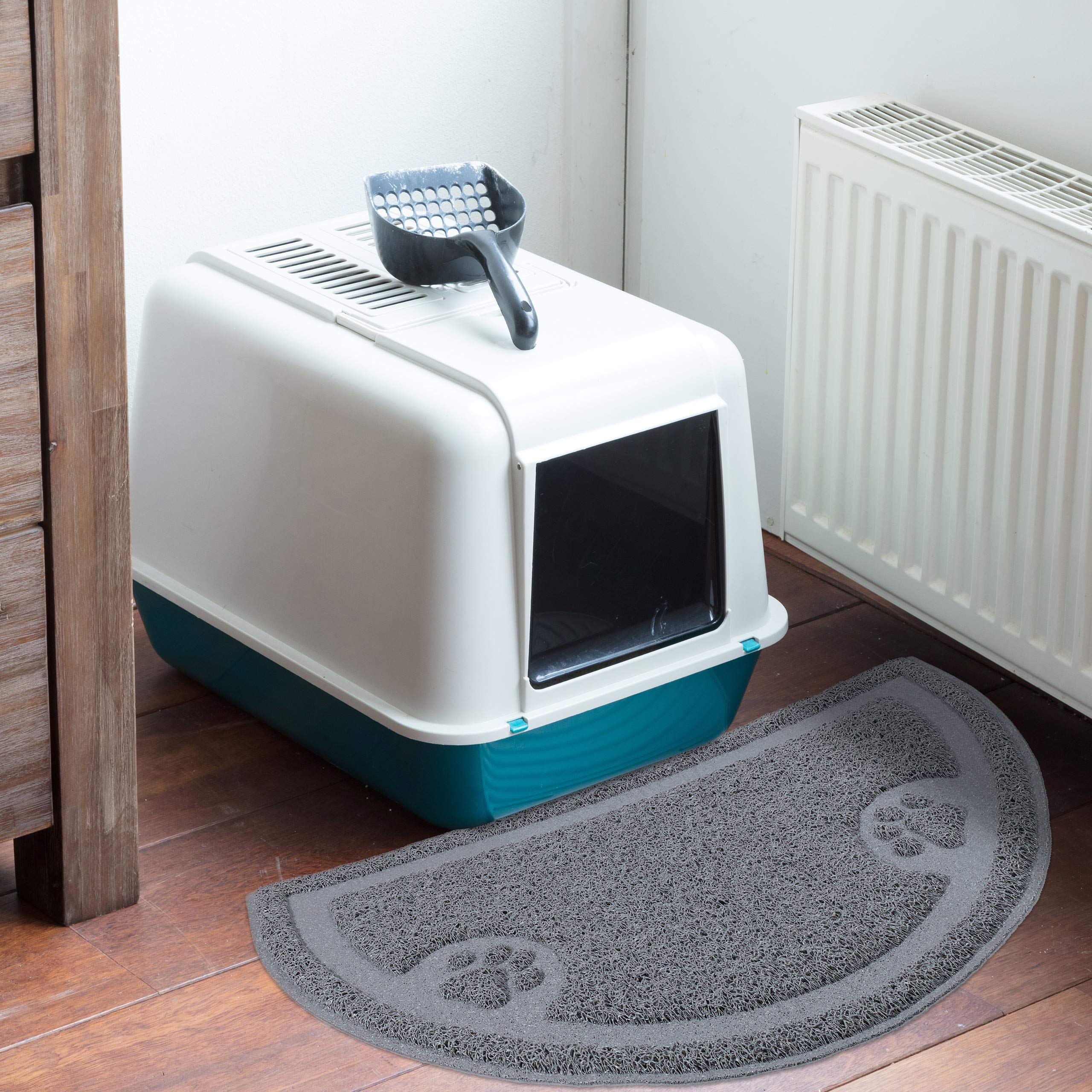 Relaxdays Tappetino Sottociotola, per Cani e Gatti, Antiscivolo e Impermeabile, sotto Lettiera in PVC, 40x59 cm, Grigio