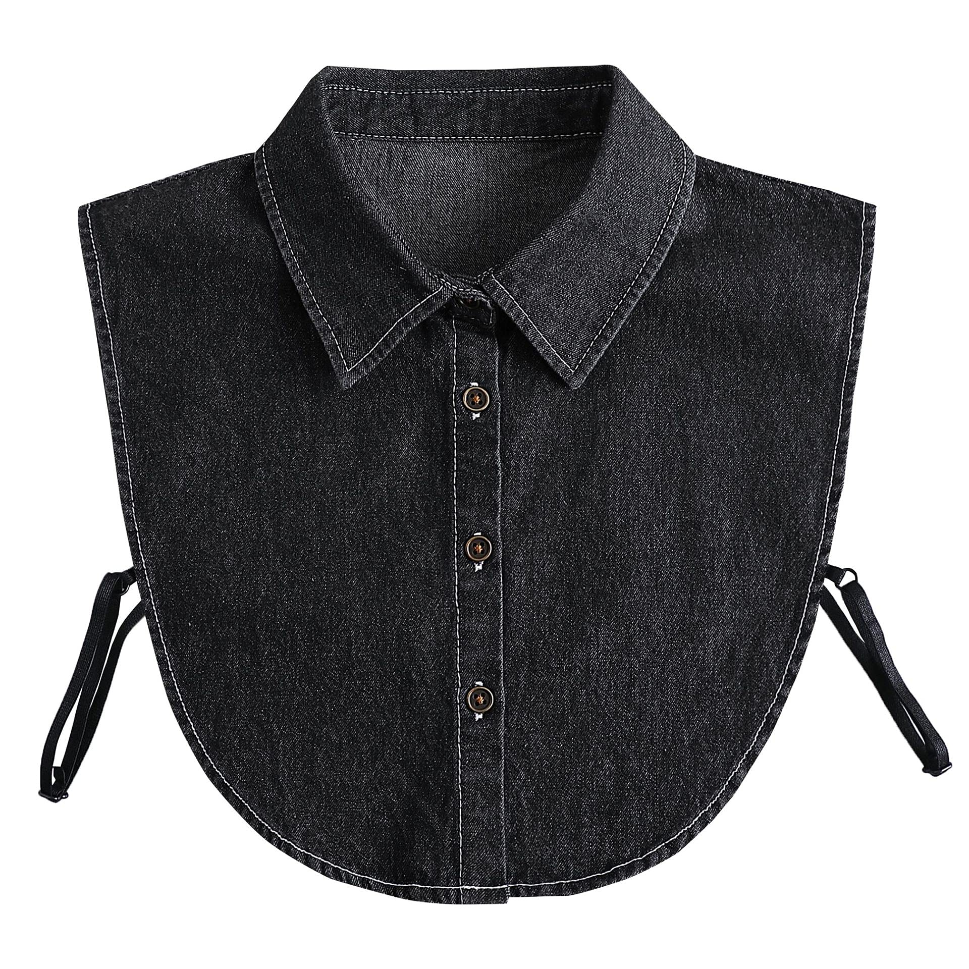 Frauen Kragen Abnehmbar Krageneinsatz Damen Hälfte Shirt Bluse Kragen Damen Blusenkragen Abnehmbare Fake Collar Detachable Collar für Frauen Mädchen Dekorative Gefälligkeiten Denim