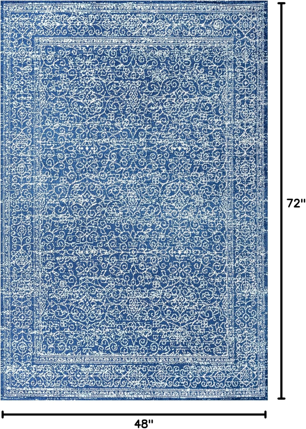 JONATHAN Y Bohemian Ferro Filigree Blue Indoor Area Rug, 4x6, Vintage, Casual, Transitional, Easy-Cleaning for Living Room, Bedroom, Kitchen, Pet Friendly, Non-Shedding (BMF108B-4)