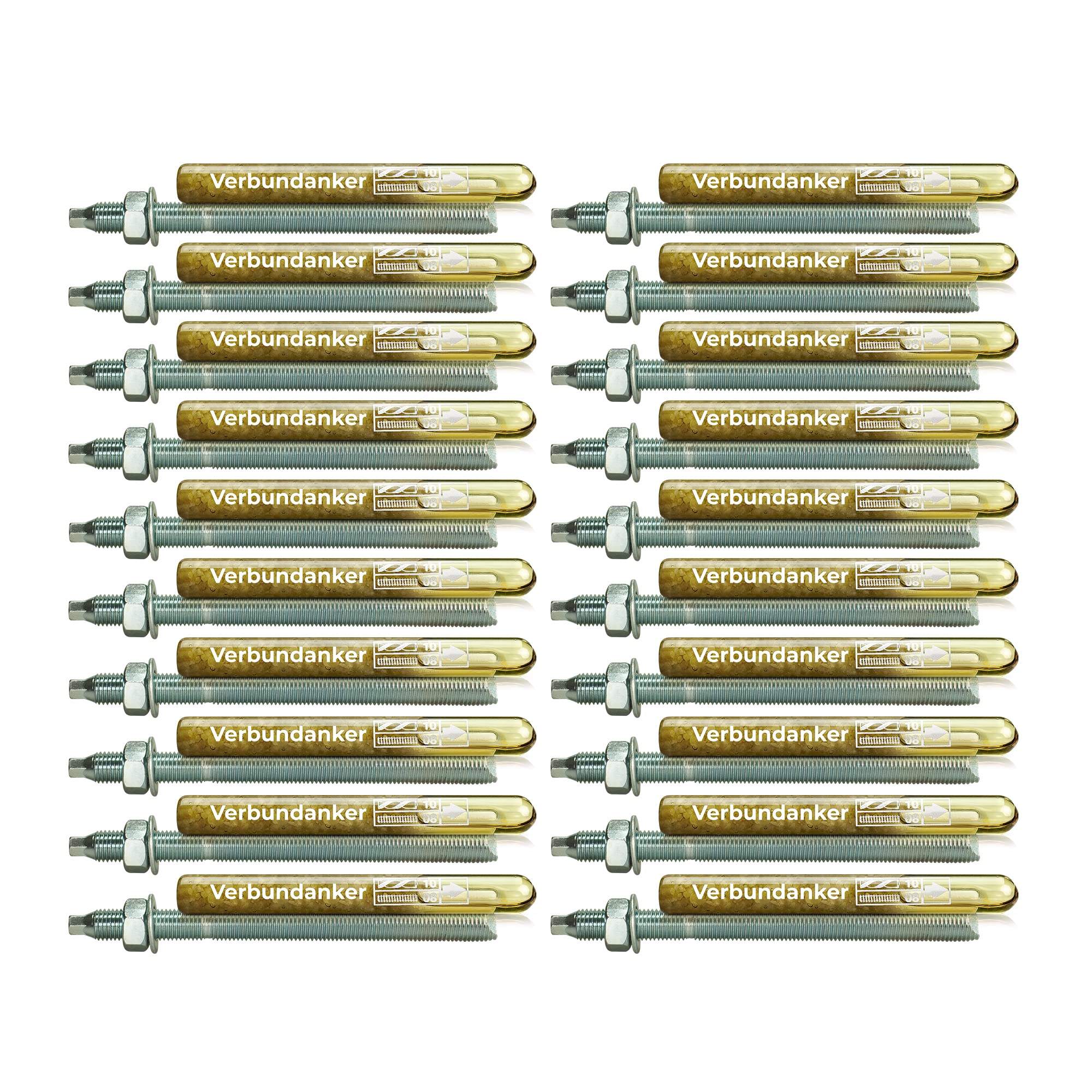 Isolbau Verbundanker Set - Verbundankerpatrone styrolfrei V08 + Ankerstange verzinkt M8 x 110 - ETA/ETAG Zulassung - 20 Stück