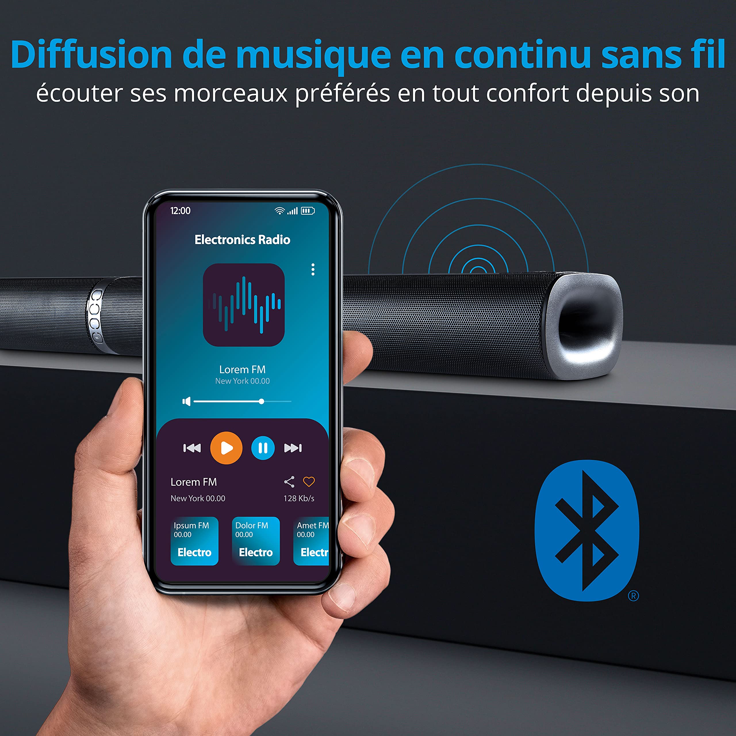 MEDION Life P61220 Barre de Son 2.1 avec Bluetooth et Caisson de Basses, NFC, 2 x 30 Watt, 60 Watt Caisson de Basses, Entrée AUX et Optique
