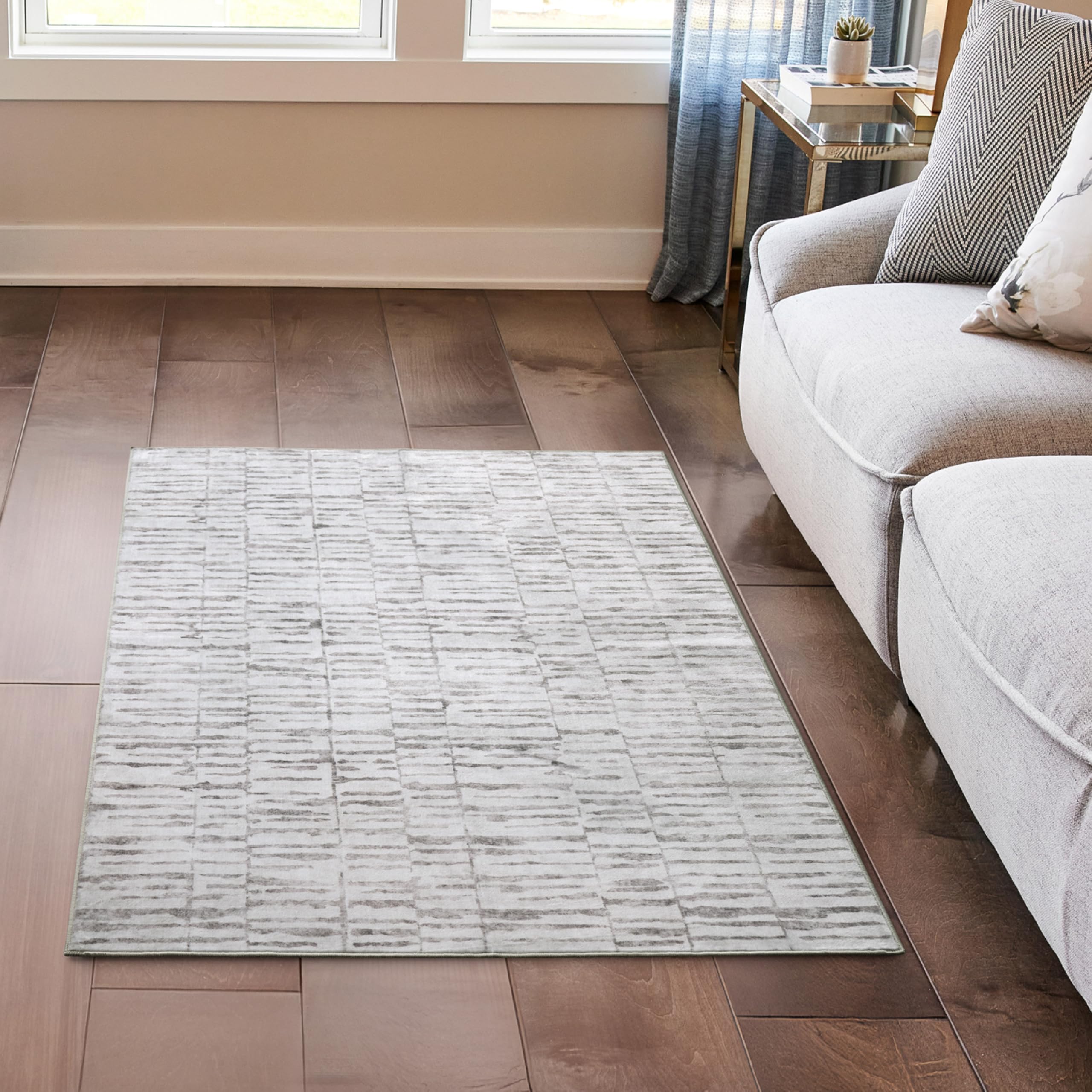 Wyatt &amp; Ash Dream Mink Washable Strata Texture Beige/Cream Abstract 3' x 5' Accent