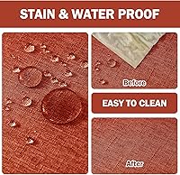 Vista 28 de AUSSPVOCT 2 manteles de lino texturizado para mesa rectangular, 52 x 70 pulgadas, mantel rectangular impermeable, lavable, tela para mesa