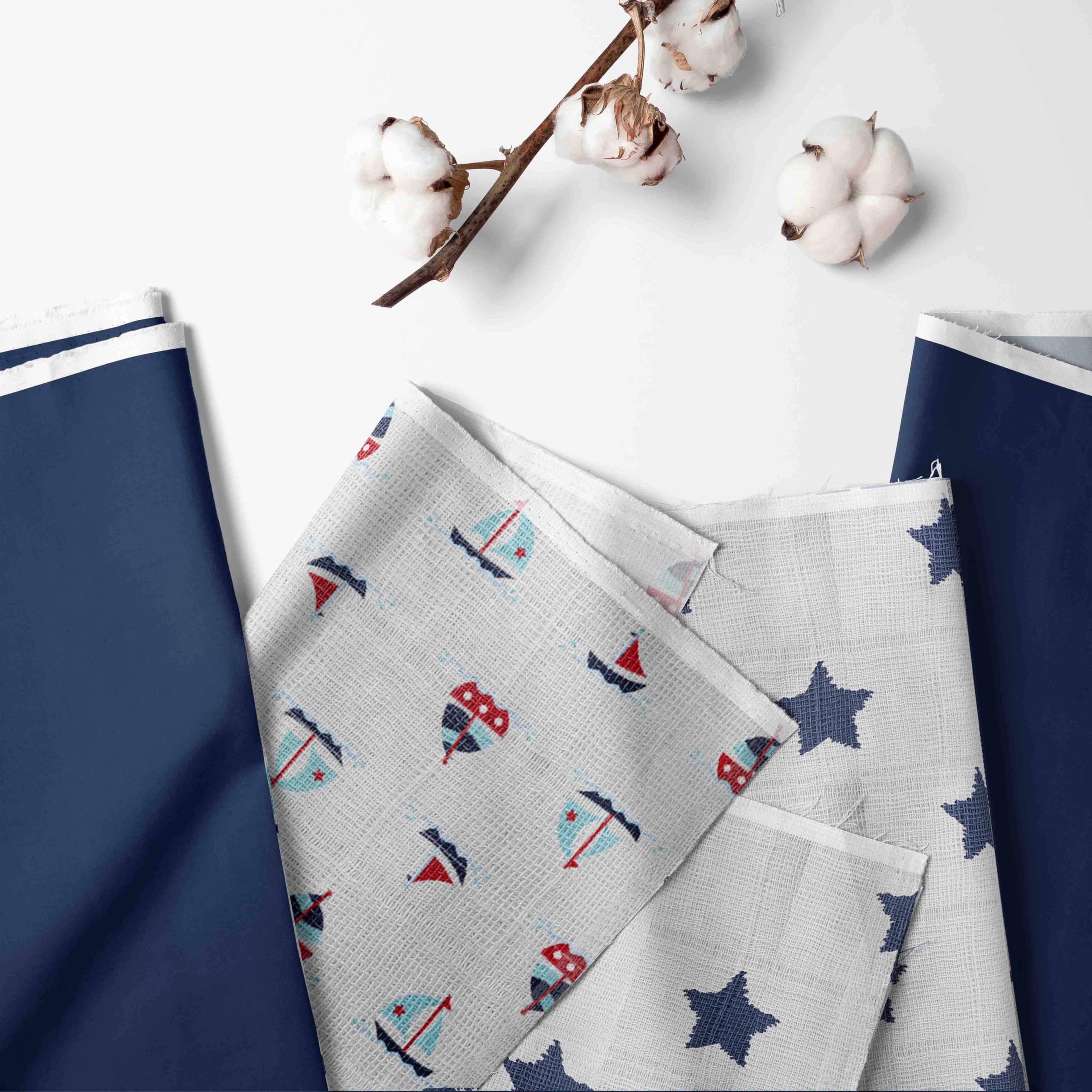 Bacati - Boys Nautical Muslin Whales Boat Red Blue Navy 10 Piece Crib Bedding Set with 4 Swaddling Blankets