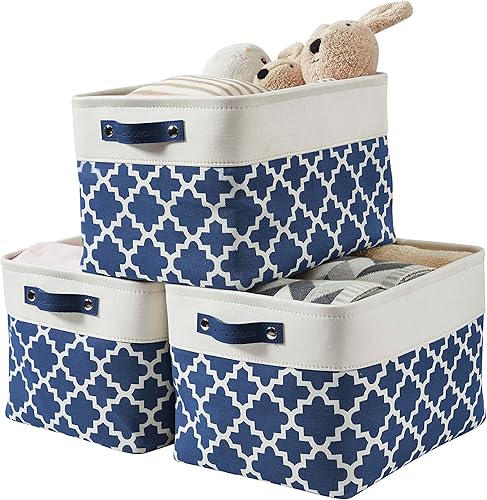 Miniatura 18 de DECOMOMO Cestas de almacenamiento para estantes, contenedores de almacenamiento de tela, organizadores de armario de lino y almacenamiento (beige y