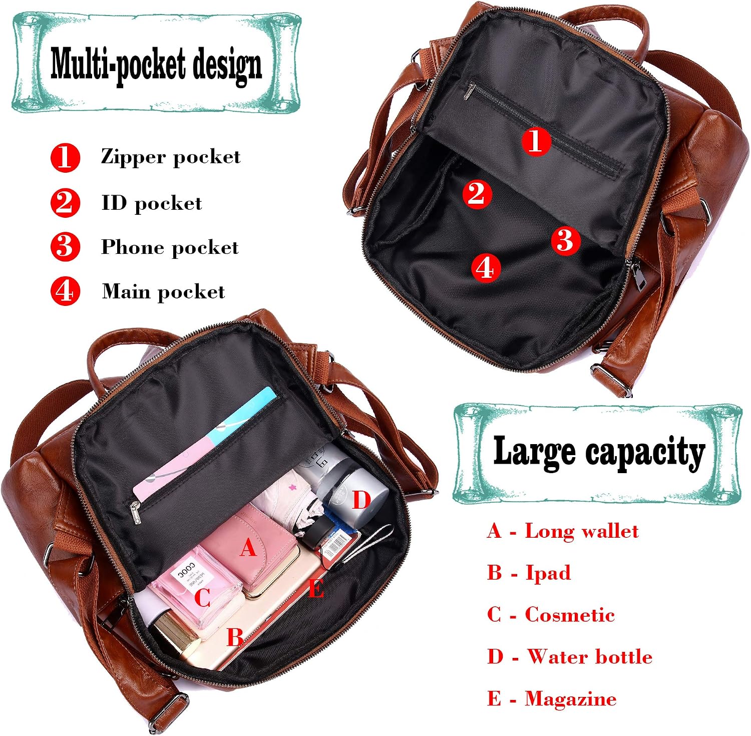 Women Fashion Backpack Purse Waterproof Bookbags Travel Shopping Rucksack Convertible Ladies Shoulder Bag