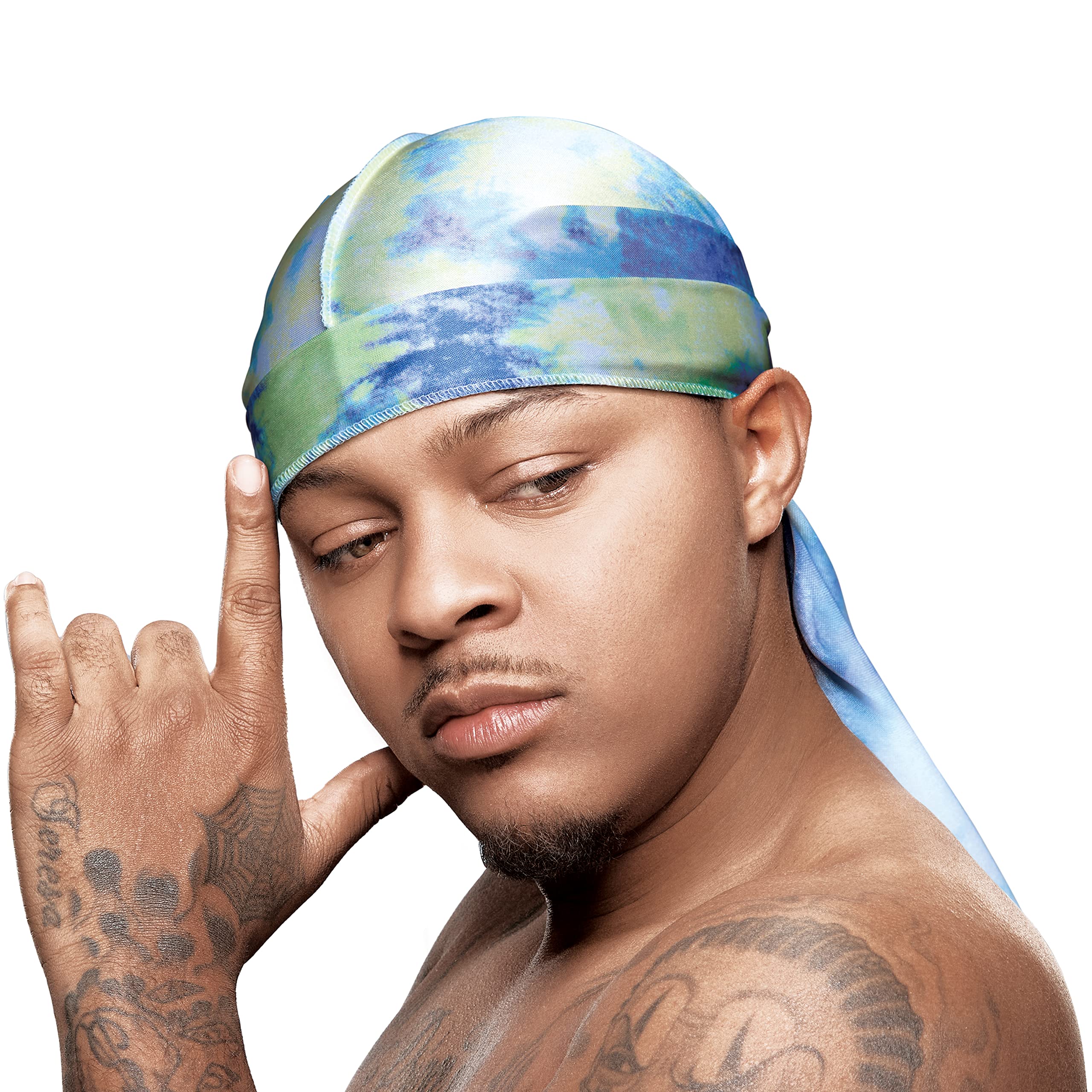 Red by KissBow Wow X Power Wave Tie Dye Silky Durag for Men Waves Silky Doo Rag (Galaxy)