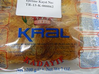 Kral Baked Kadaifi (Kadayif, Kadaif) Easy, Practical, Delicious, Vegan Dessert, Dry Pastry Dessert Ready by Soaking in Hot Sugar Syrup, Traditional Syrup Sweet Kataifi, 0.44lb (200g, 7oz)