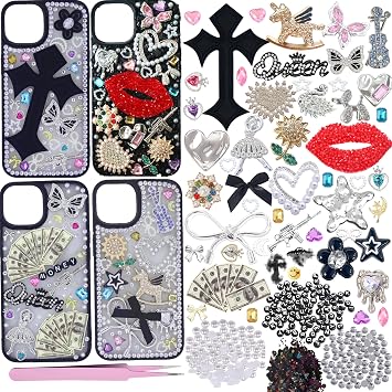 Rozecollin Junk Case Charms,Charms for Junk Cases, Large Cute Charm DIY Phone Case Kit, Dark Cute Style