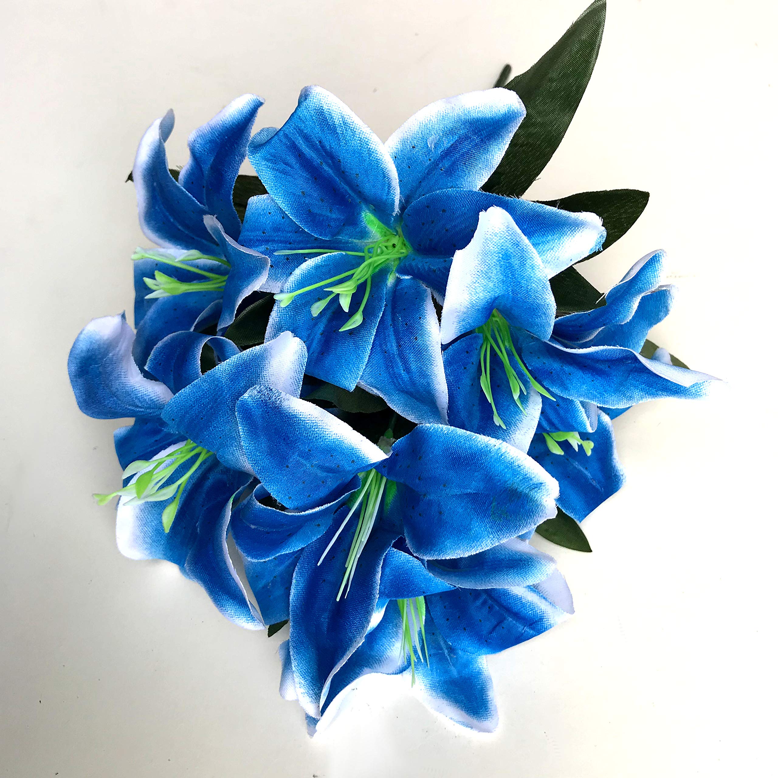 Best Artificial Blue/White 45Cm Stargazer Lillies 10 Head Flower Spray Bunch ()