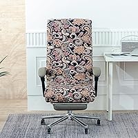 Vista 4 de Fundas elásticas para silla de oficina con cremallera duradera, funda elástica para silla de computadora o escritorio con estampado, funda universal