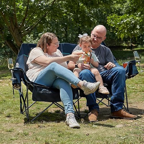 Miniatura 2 de Timber Ridge Silla de campamento doble, resistente al aire libre, plegable, sillas de camping de dos plazas, perfectas para campamentos,