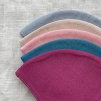 Vista 2 de SHASHE Paquete de 5 cubrebocas de lino y algodón, 3 capas, lavable, reutilizable (algodón de azúcar)