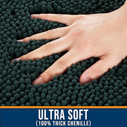Miniatura 4 de Alfombra de baño de felpilla extra suave, absorbente, de secado rápido, lavable a máquina, antideslizante, para bañera, ducha y baño, felpa peluda,