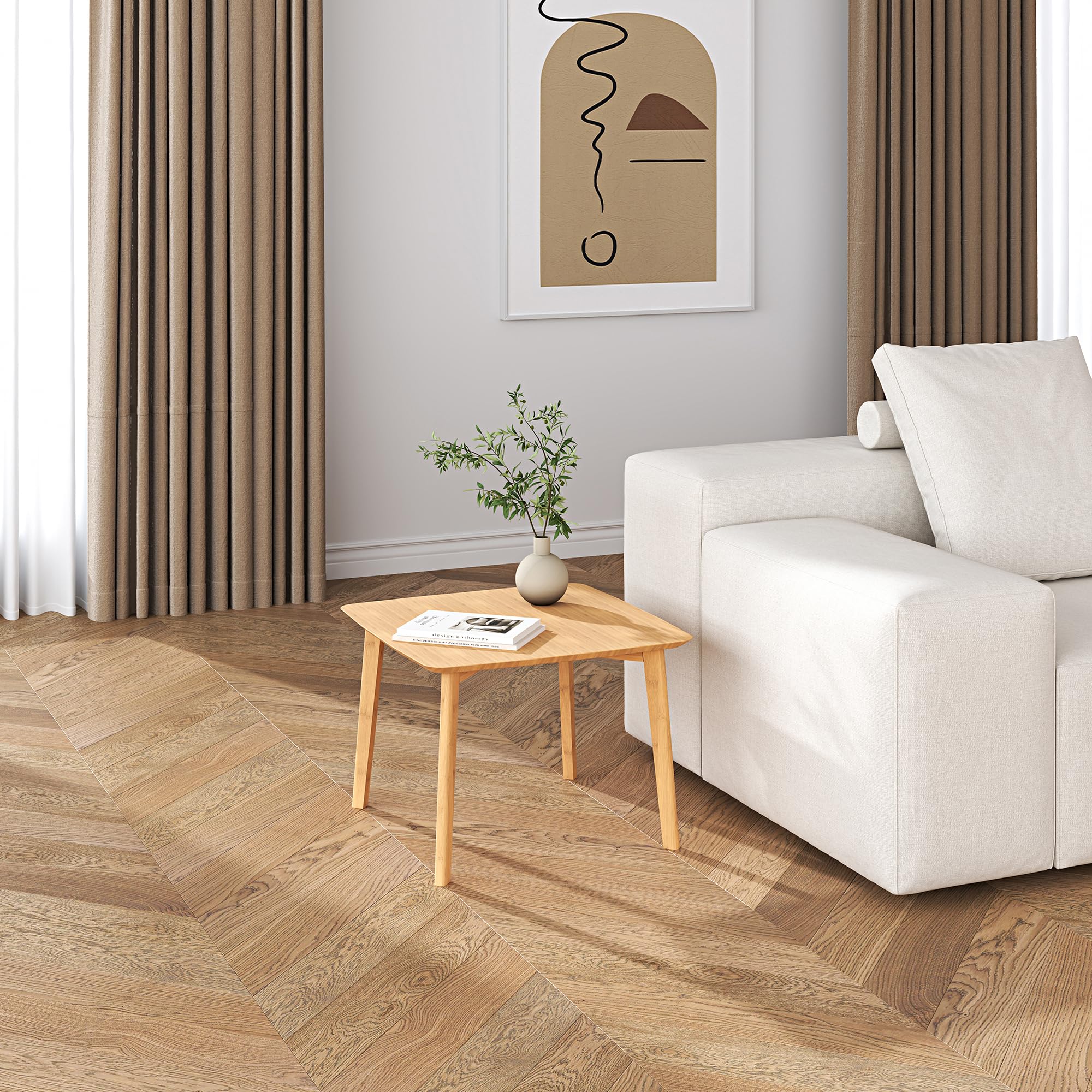 [en.casa] Beistelltisch Haad Sofatisch Wohnzimmertisch 45 x 50 x 50 cm Kaffeetisch quadratisch Ablagetisch aus Bambus für Wohnzimmer Schlafzimmer Flur Natur