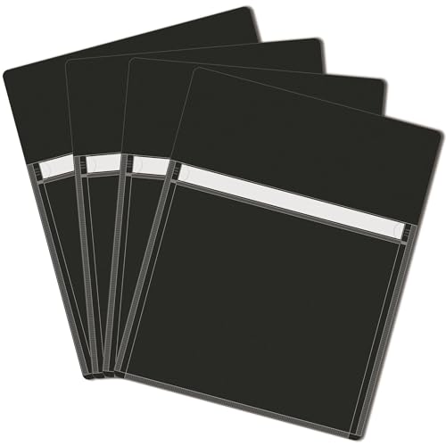 IMAGAME Magnetic Pocket 4 Pack – Self-Adhesive Magnetic Storage Pouch for Documents, Notes & Tools, Strong Magnet Backing for Fridge, Whiteboards, and Metal Surfaces (Black 4Pcs)