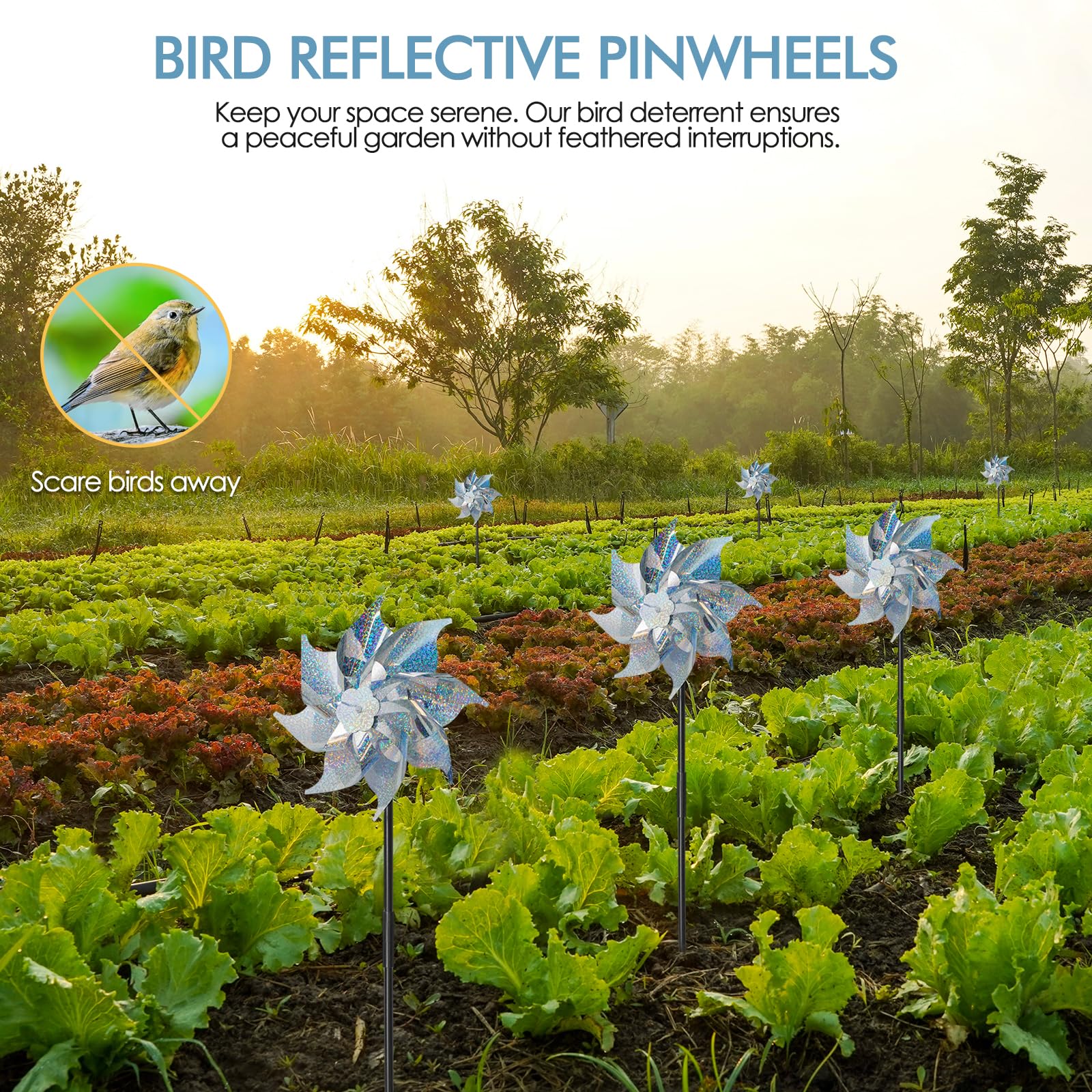 Reflective Pinwheels 10pack,Wind Spinners Outdoor Bird