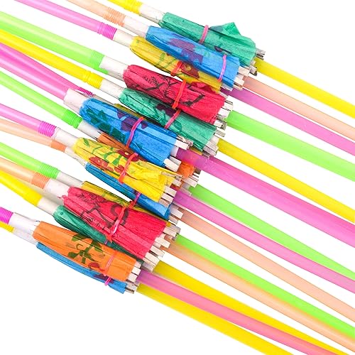 Miniatura 5 de BronaGrand 100 popotes para paraguas, popotes flexibles desechables para sombrillas, para fiestas Luau, bares, restaurantes, suministros de cocina,