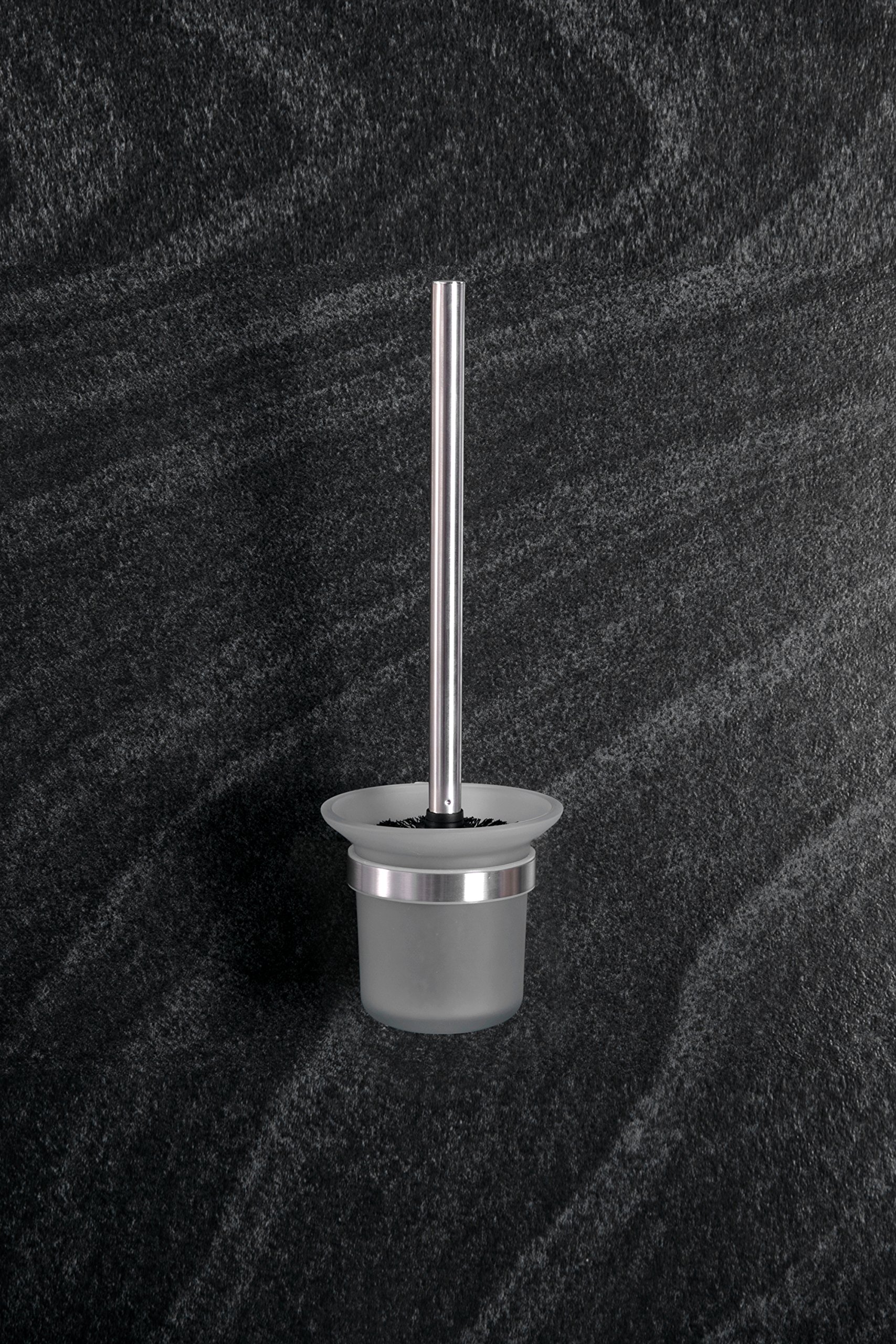 Ambrosya - Porte-brosse WC Sans Perçage - Support De Brosse WC (acier Inoxydable (noir