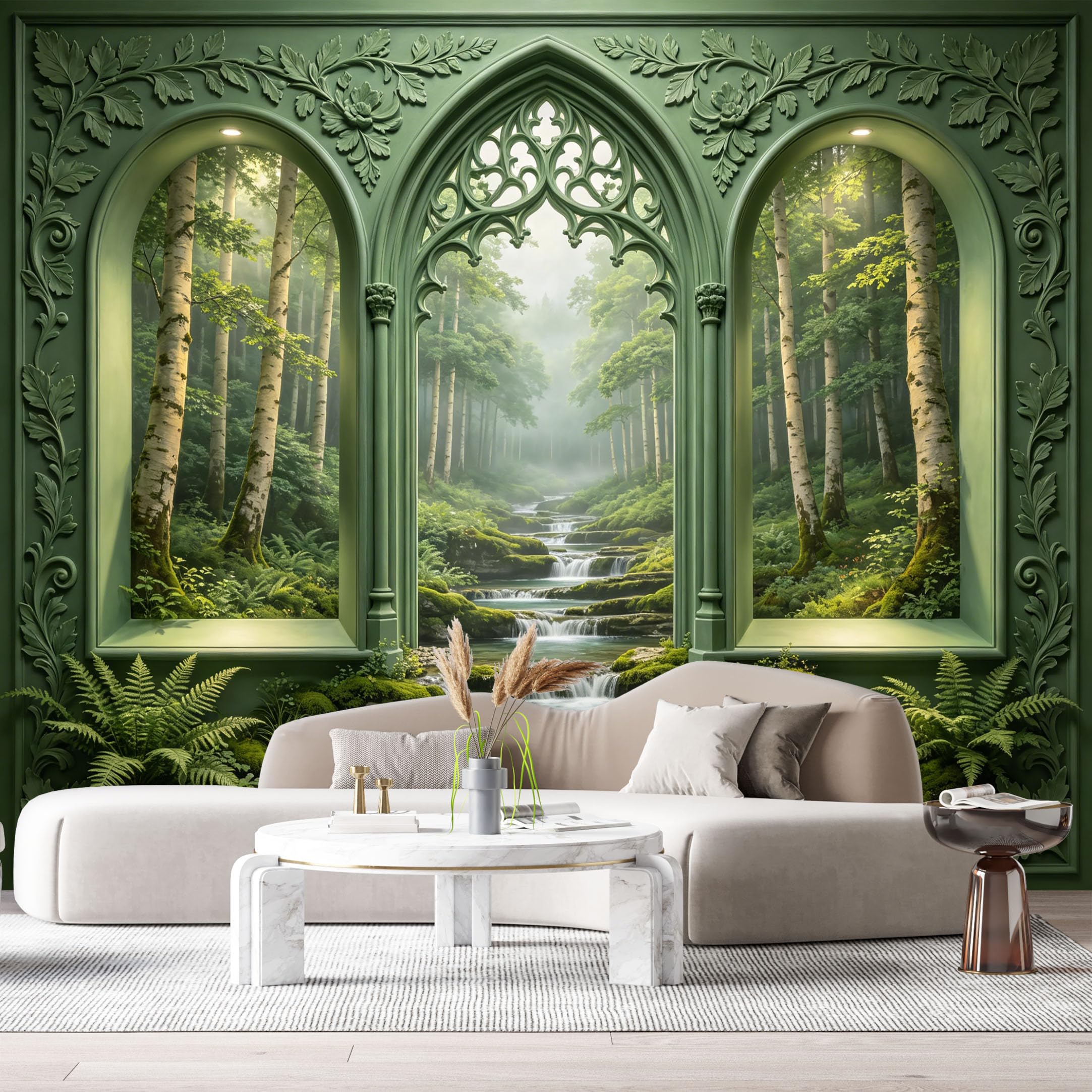 Custom Size Wall Murals Forest Stream Landscape Modern 3D Trompe L'Oeil SelfAdhesiveWall Fabric Removable Wallpaper Wall Decor for Living Room Bedroom Bathroom