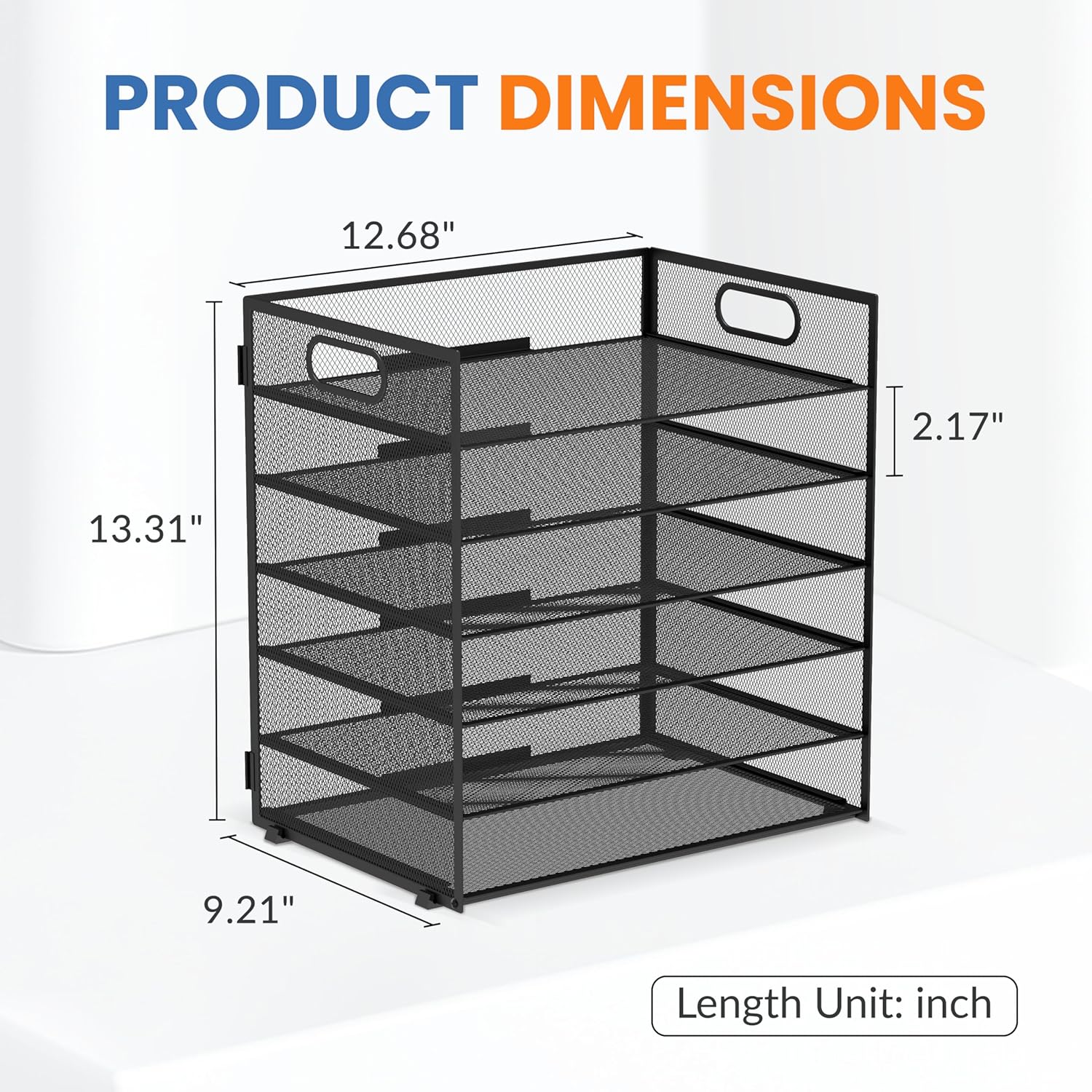 Daltack 6 Tier Paper Organizer for Desk, Paper Letter Tray Organizer for Desks, Mesh Desk File Organizers with Handle for Office, Home, School, Black, 2 Pack