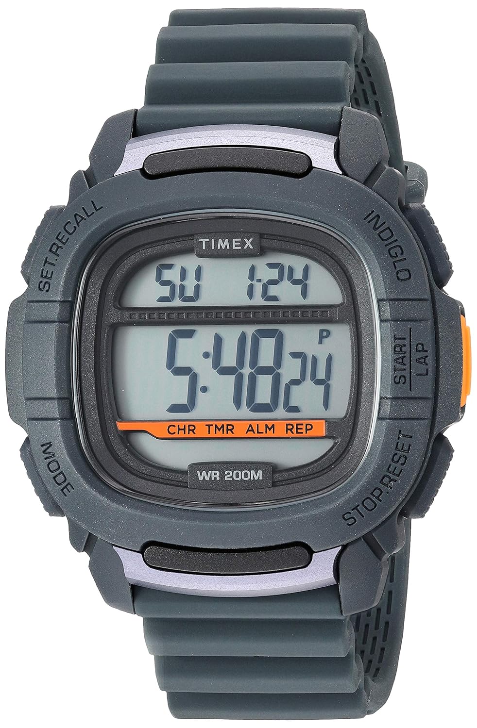 TIMEX Men's Silicone Command Strap Digital Watch (Gray, 47mm) TW5M26700