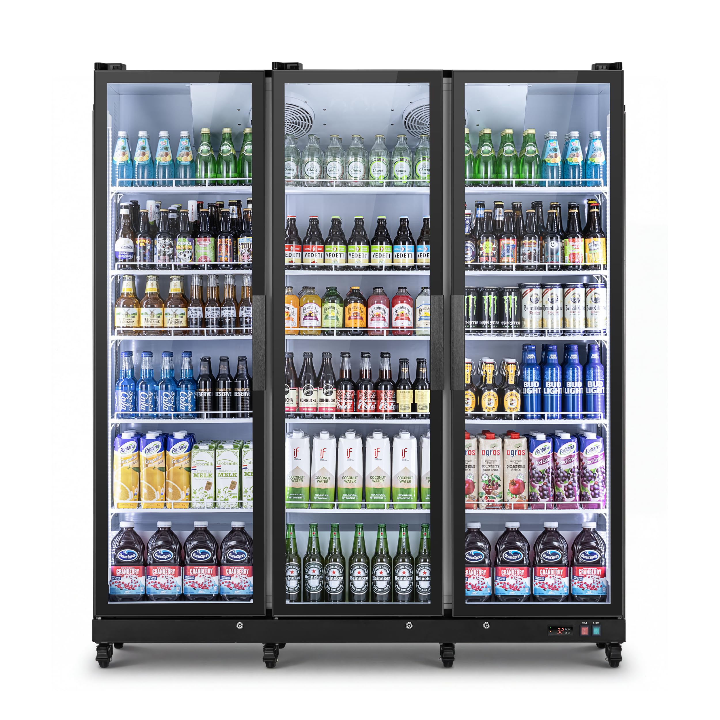 Yeego 42.6 Cu.Ft Commercial Refrigerators with Double-Layer Glass Door