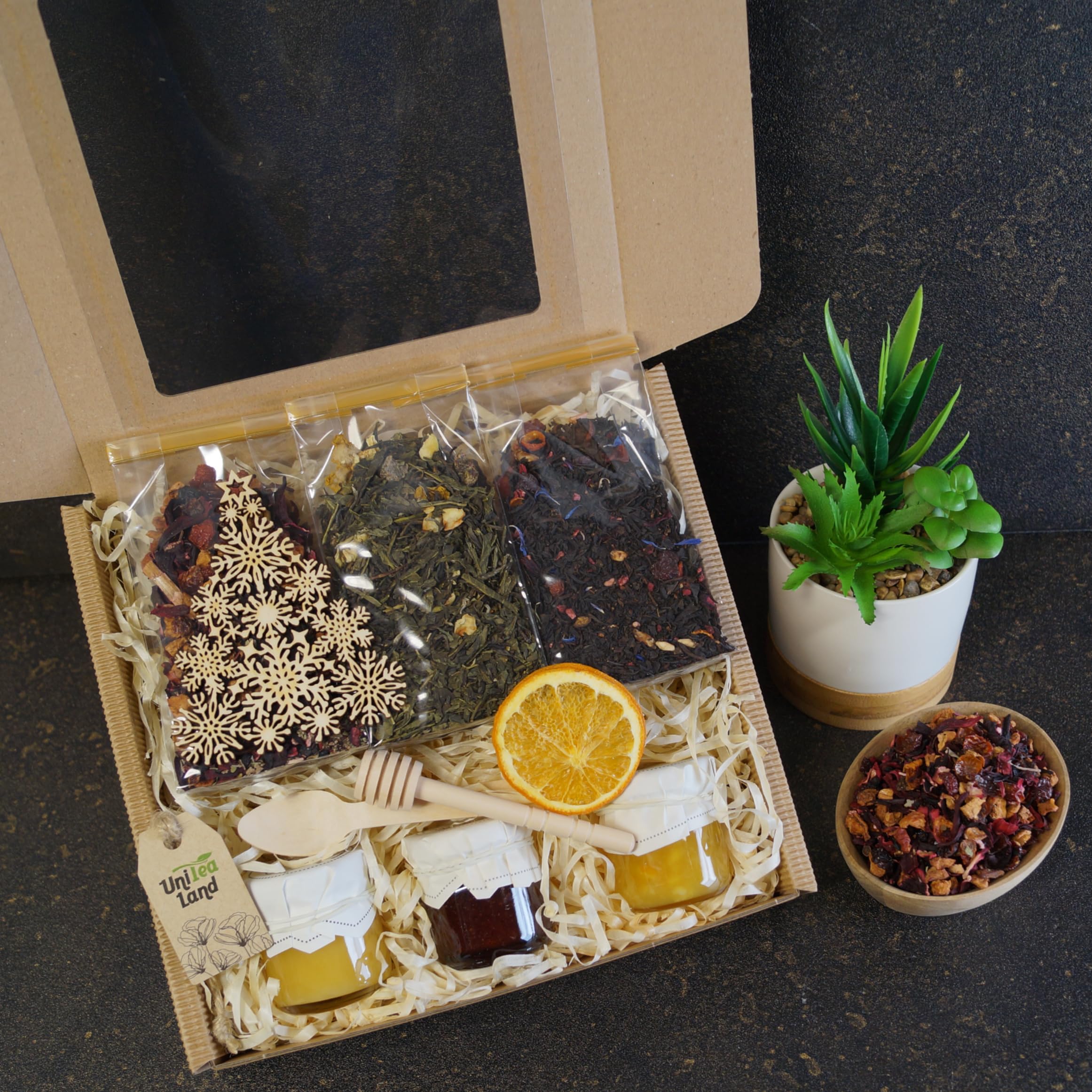 Set de regalo con té y dulces "Búho Sabio" UniTea Land