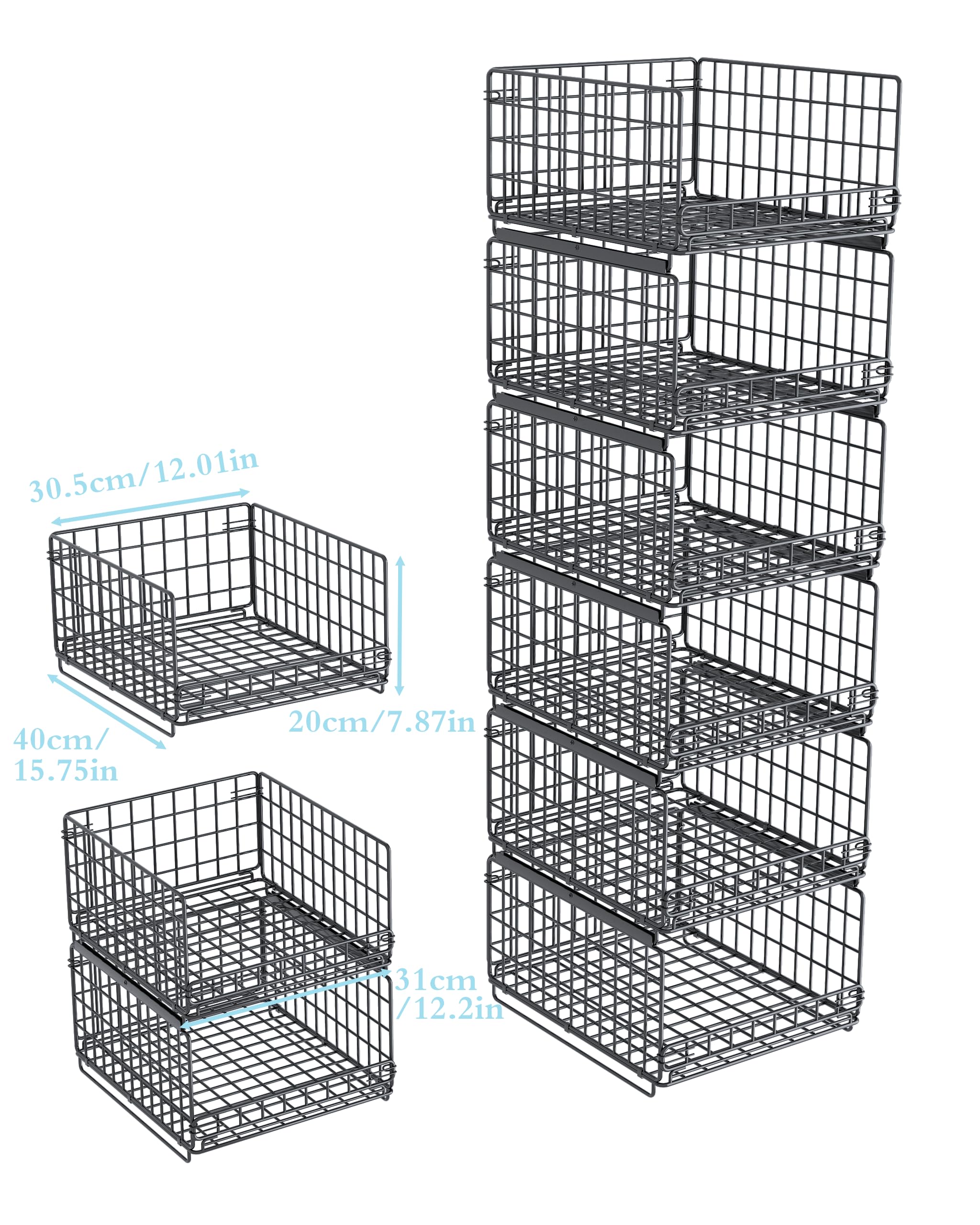Organizador Armario de 6 Piezas Apilable Separadores Metal Negro UMDONX