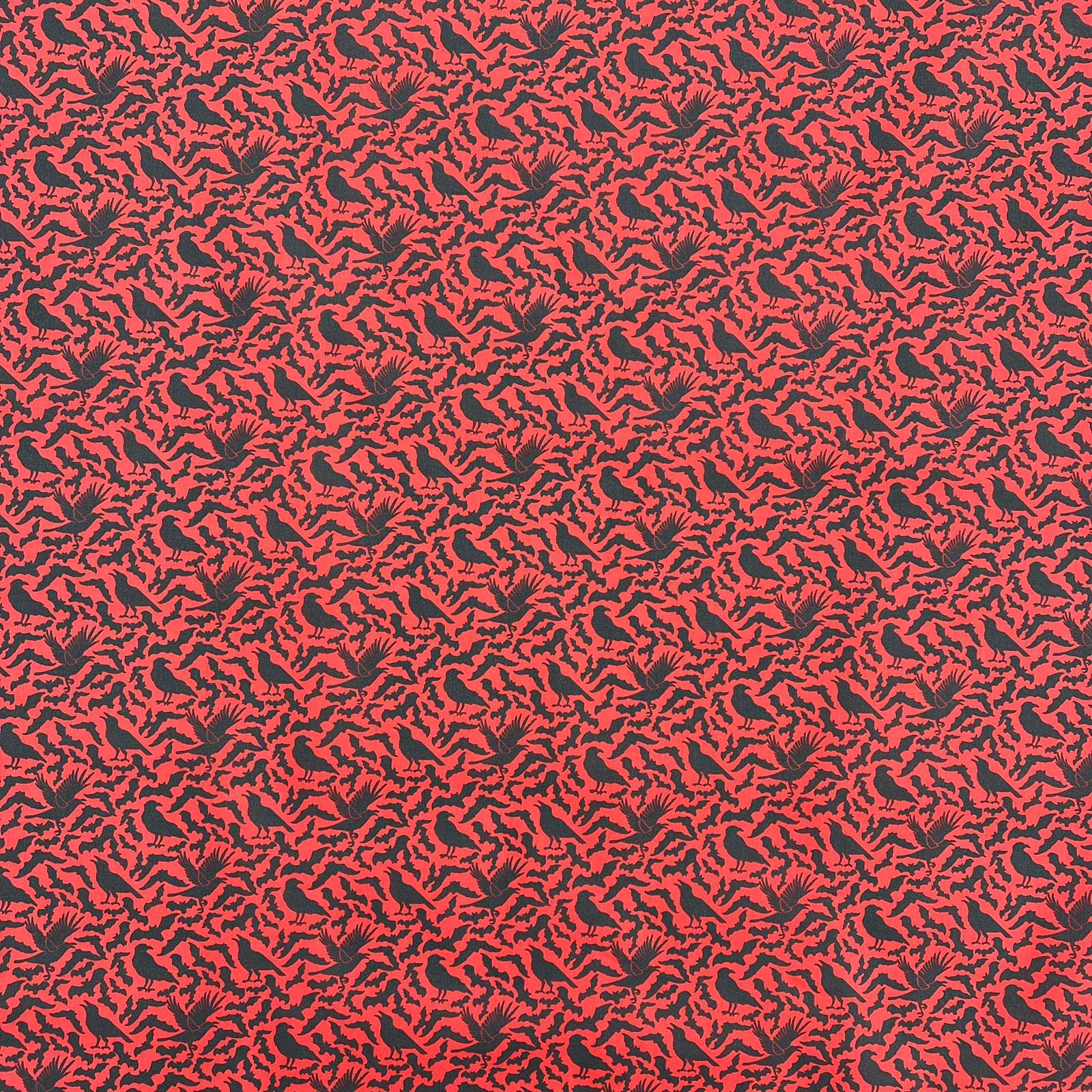 Printed Polycoton Poly Cotton Halloween Bats & Crows Design Novelty Children's Kids Dress Craft Bunting Fancy Dress Sewing Fabric Material | 45" - 112 cm Wide (per Metre, Red)