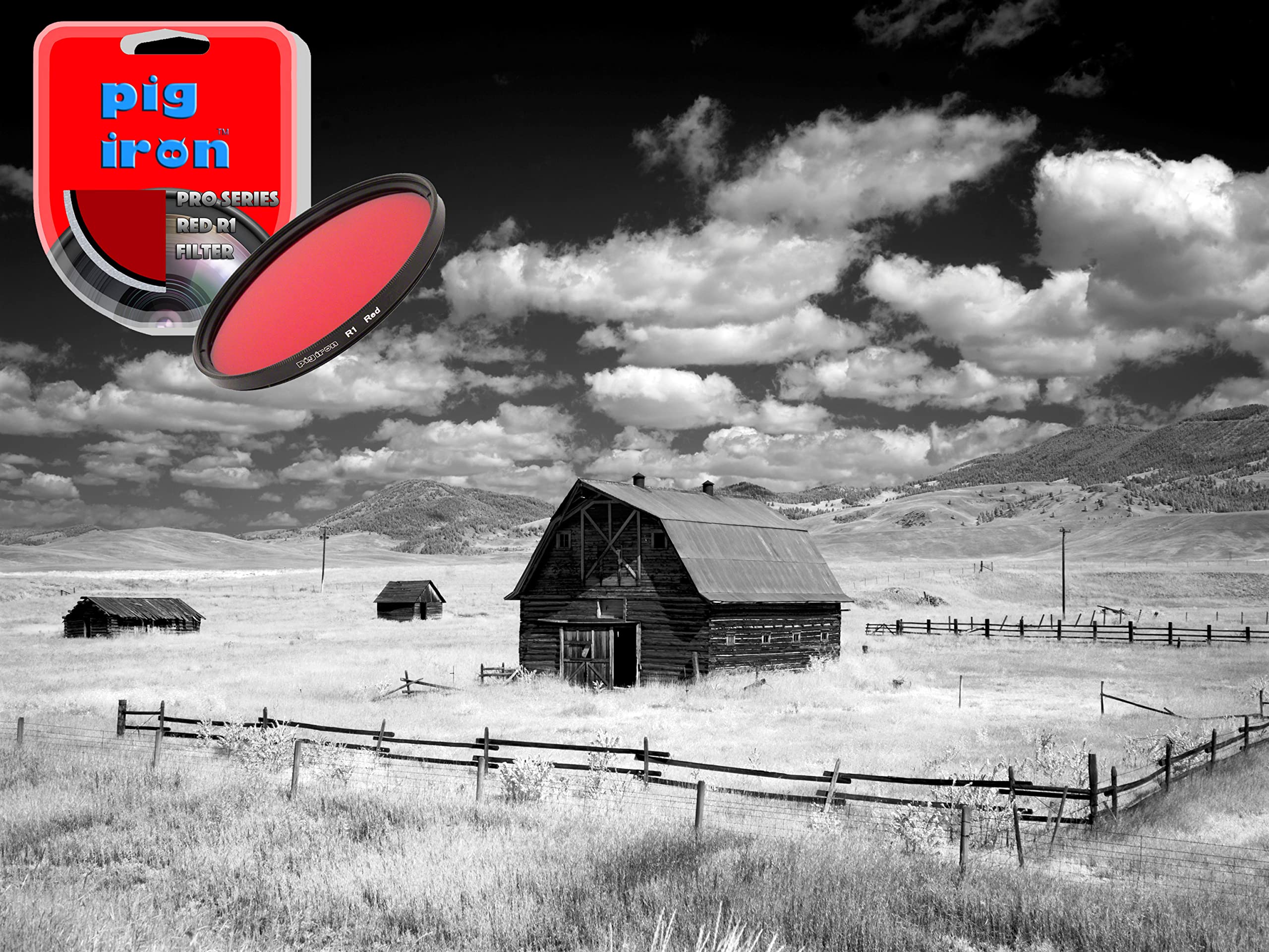 Pig Iron Red R1 Pro Filter Kontrastverstärker für Schwarz-Weiß-Fotografie Spezialeffektkameraobjektivfilter (37 mm)