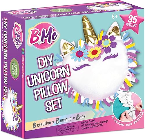 Kit de almohada de unicornio para niñas, almohada sin coser, haz tu propio juego de almohada para niños, regalo de unicornio para artes y