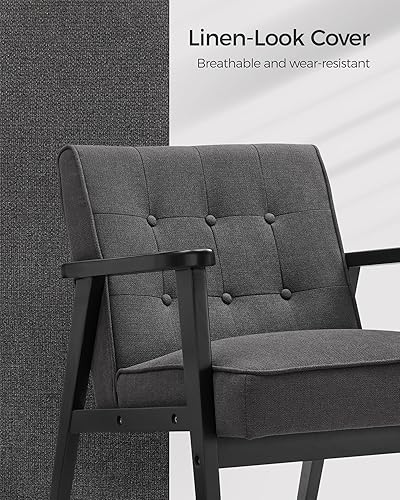 Miniatura 7 de SONGMICS Accent ULAC001B01B01 - Silla de ocio moderna, con reposabrazos y patas de madera maciza, sofá acolchado de 1 asiento para sala de estar,