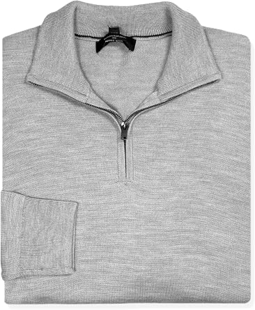 Banana Republic Mens 776580 All Merino Wool Quarter Zip Qzip Pullover Sweater, Medium, Heather Grey
