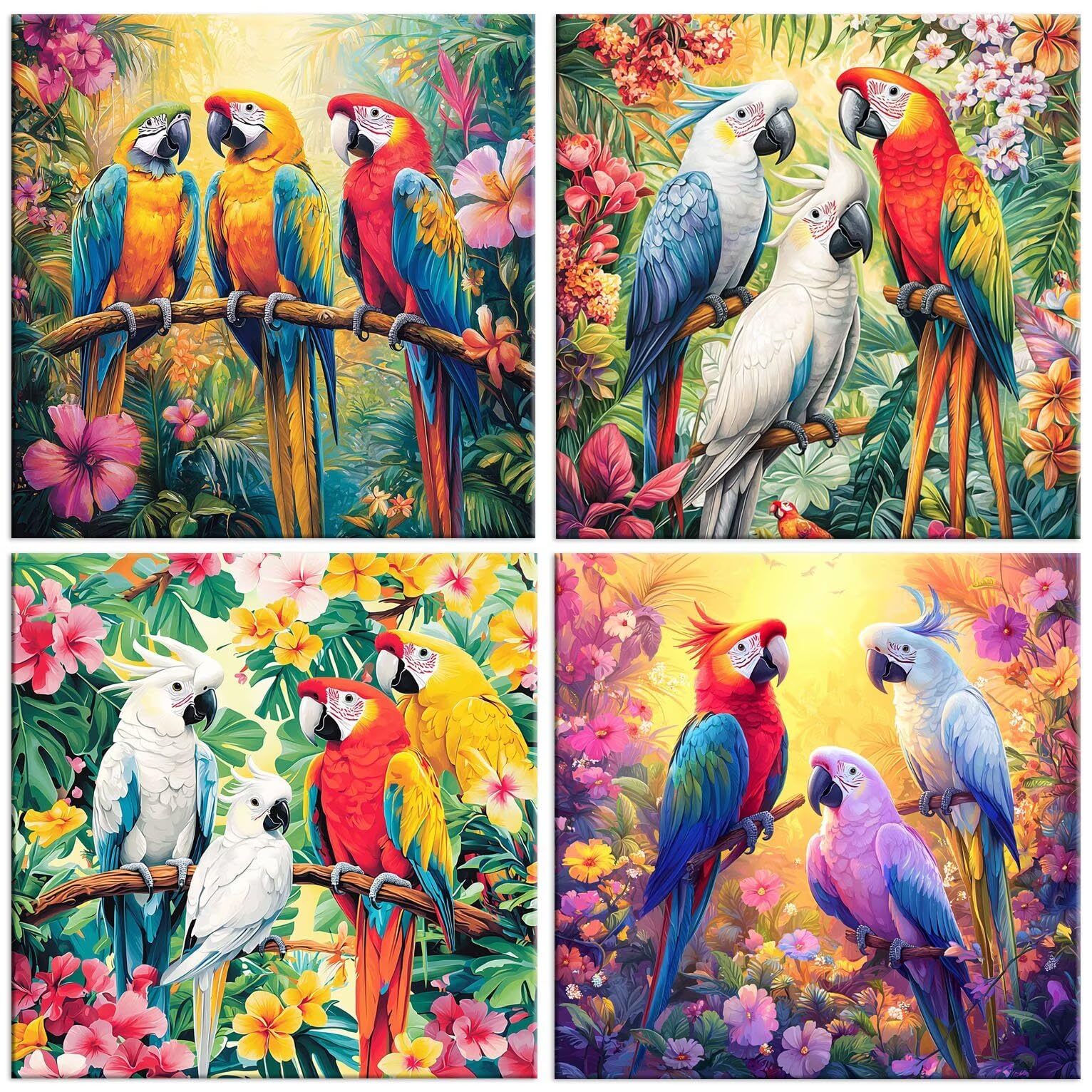 QIANLUOO Bosque de loros 5D Kits de Pintura de Diamantes 70x70cm G-921