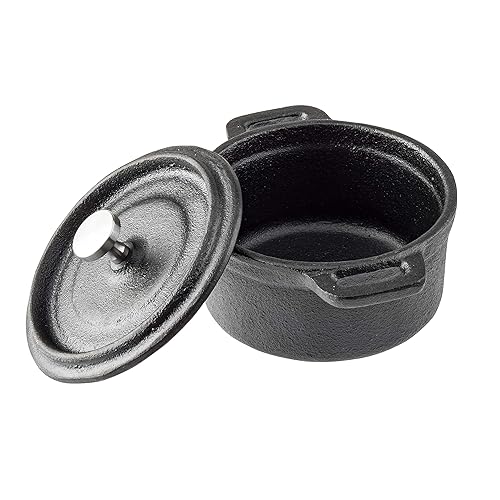 Miniatura 4 de Tablecraft Cocotte de 8 onzas con tapa, hierro fundido y perilla de acero inoxidable