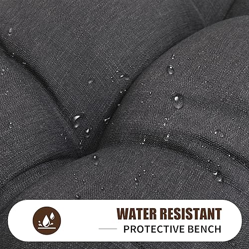 Miniatura 2 de Cojín de banco de 45 x 18 pulgadas, color gris, resistente al agua, para exteriores e interiores, cojín de sofá biplaza copetudo para columpio,