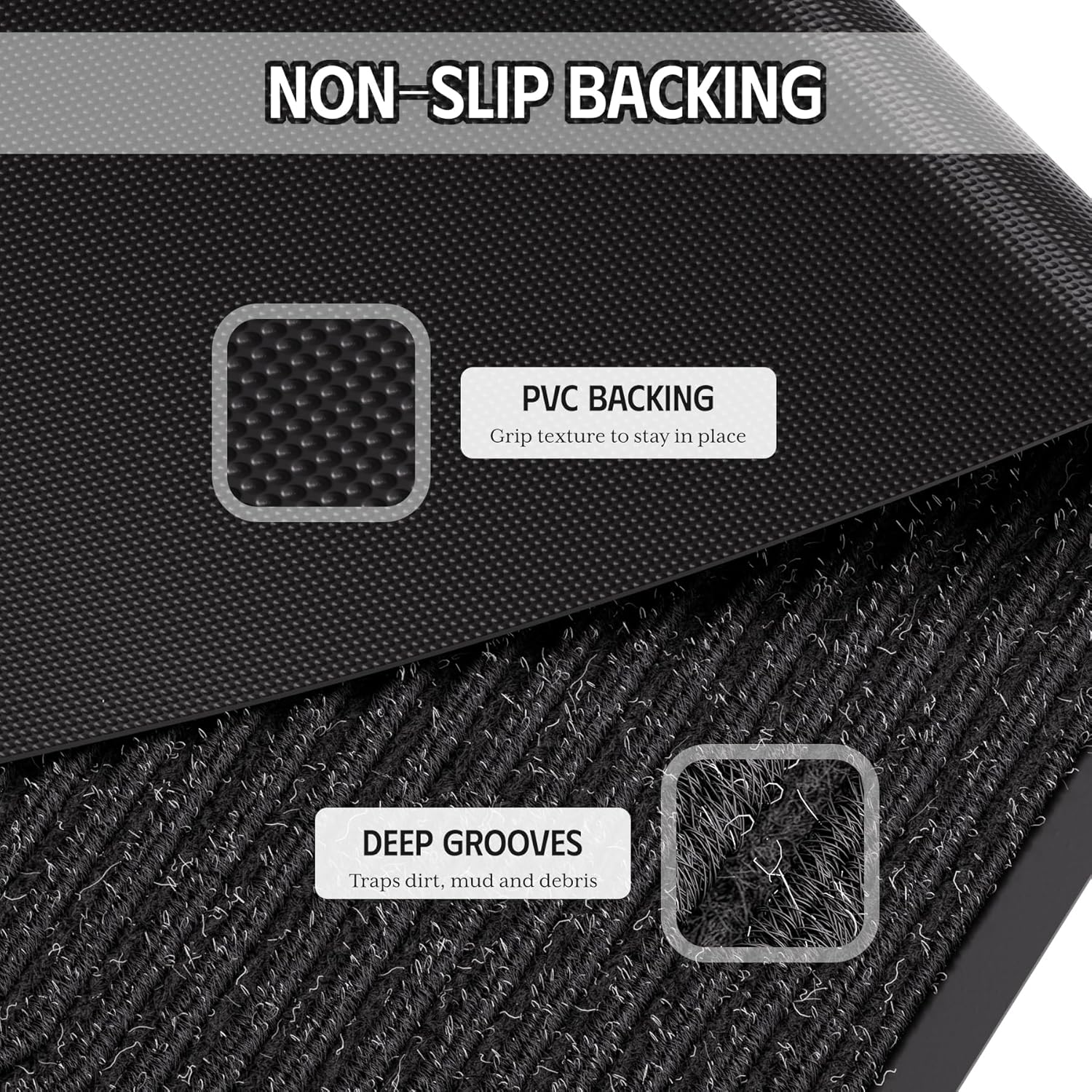 Front Door Mat 4' x 6', Low Profile Welcome Mat, Non-Slip Door Mat Outside Entrance, Resist Dirt Outdoor Mats, Heavy Duty Commercial Floor Mat for Entryway Indoor Outdoor, Black 1-Pack