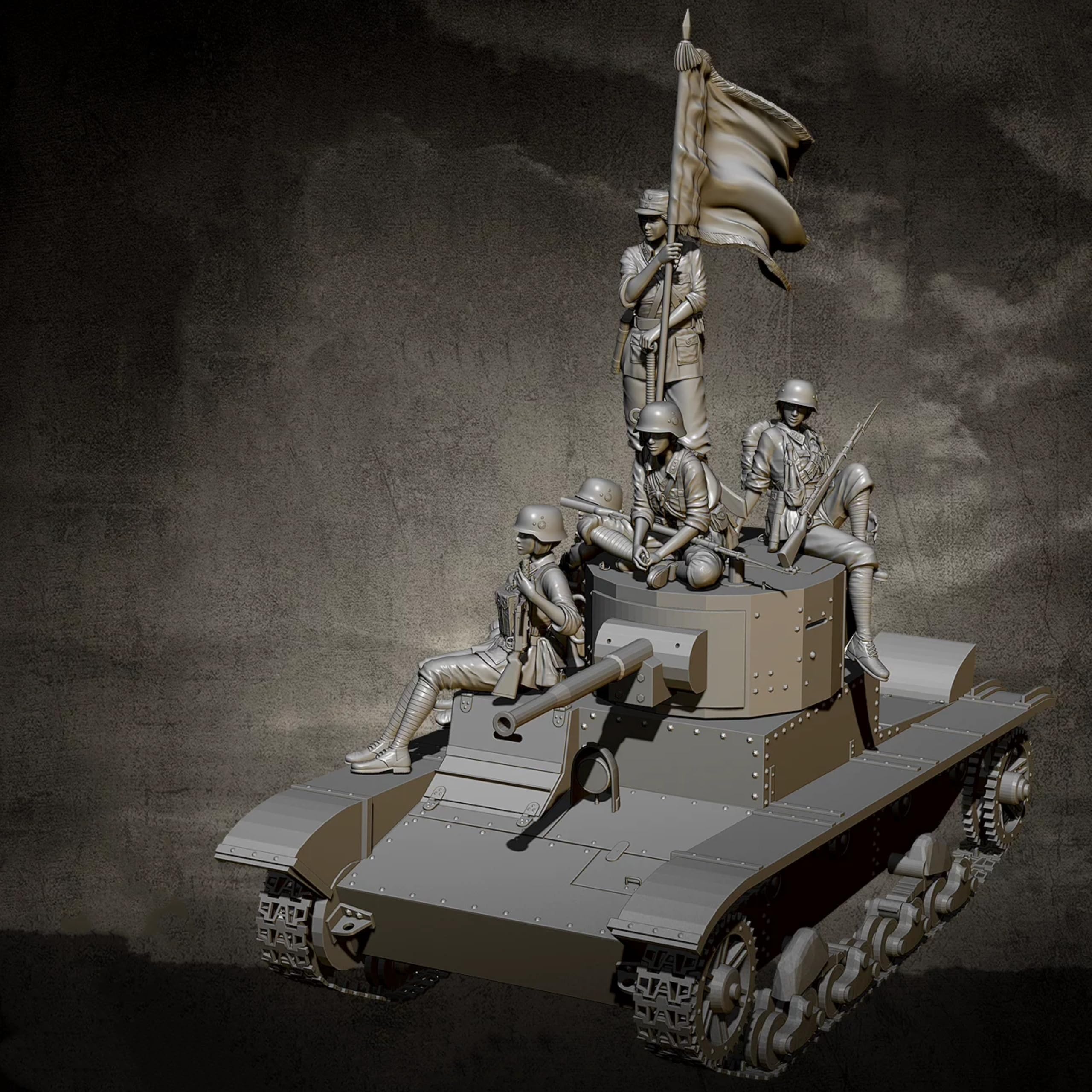 1/35 WWII Chinesische Panzersoldaten Resin Modellbausatz Unbemalt und unmontiert (5 Personen, ohne Panzer) //g802s2