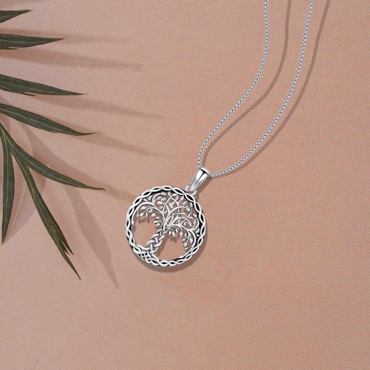 Tree of Life Necklace Tree of Life Pendant 925 Sterling Silver Abalone Shell Opal Malachite Turquoise Moonstone Crystal Necklace Celtic Knot Family Tree Jewelry for Men Women Fathers Day - Image 3