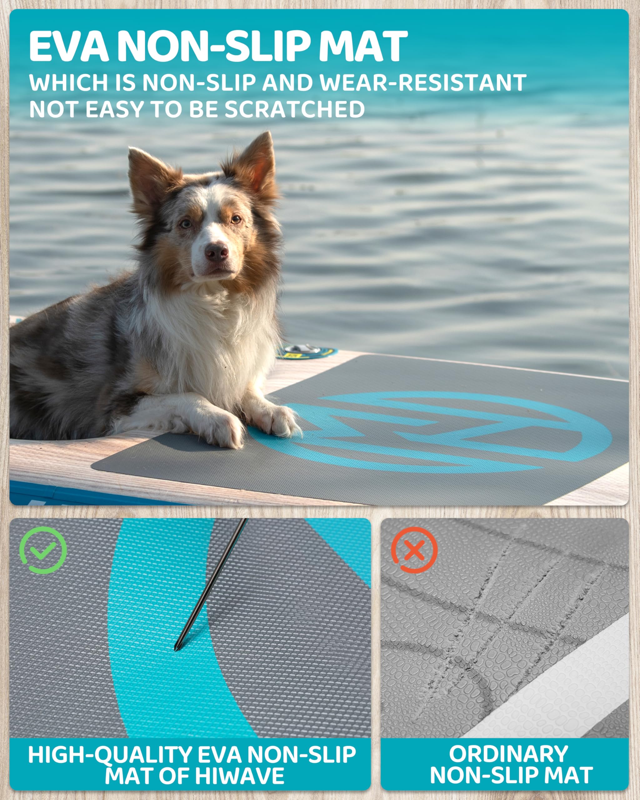 HIWAVE Rampa para perros para barco, flotadores para perros para piscina, entrada y salida seguras con alta capacidad de carga, antideslizante y resistente a pinchazos, adecuada para perros grandes