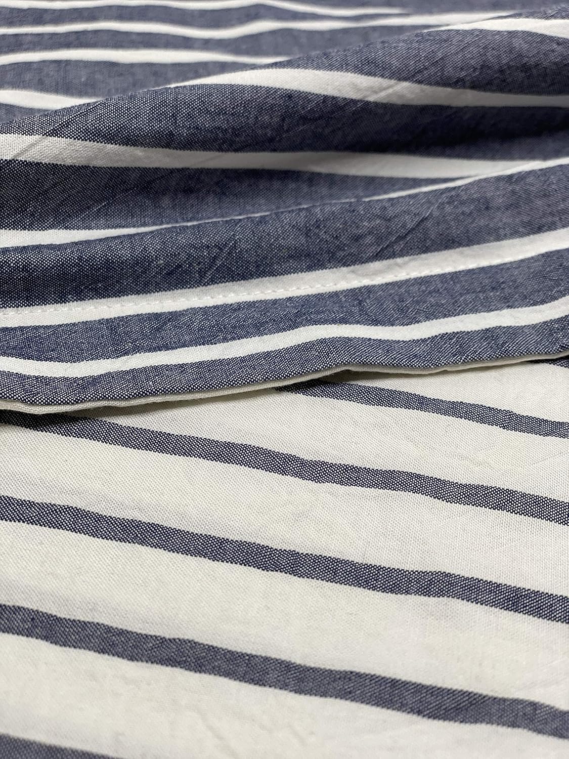 Exсluѕіvе Dіѕсоunt 50% Prісе Classic Chambray Bedding 100% Washed Cotton Duvet Quilt Cover 3pc Set Solid Striped Grey Navy Blue Heathered Natural Gray Soft Modern City Chic Style Twin Full/Queen or King (Twin, Navy Stripe)